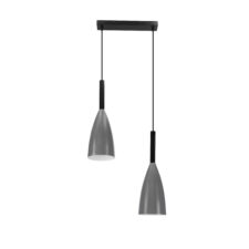 Flen lampa wisząca czarny 2x40W E27 klosz szary