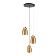 Icaro lampa wisząca talerz czarny 3x40W E27 klosz złoty