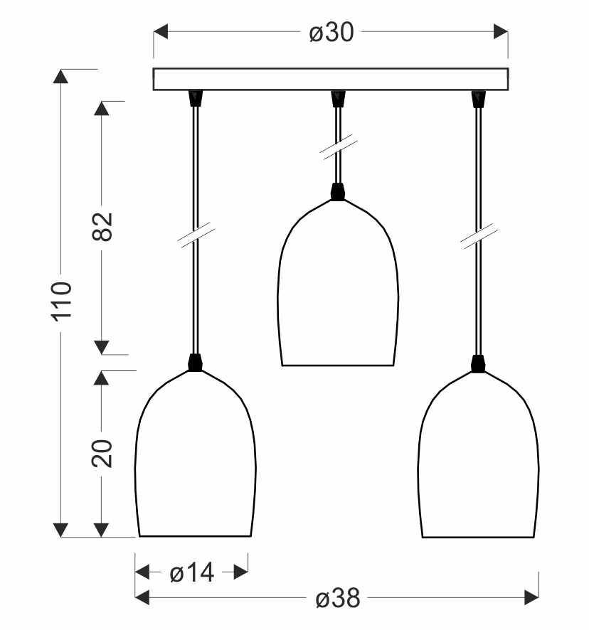 Icaro lampa wisząca talerz czarny 3x40W E27 klosz złoty - obrazek 3