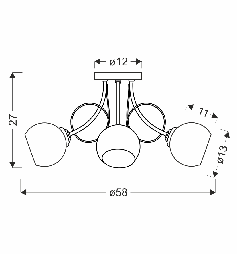 FANTA lampa sufitowa chromowy 3x40W E27 klosz biały - obrazek 3