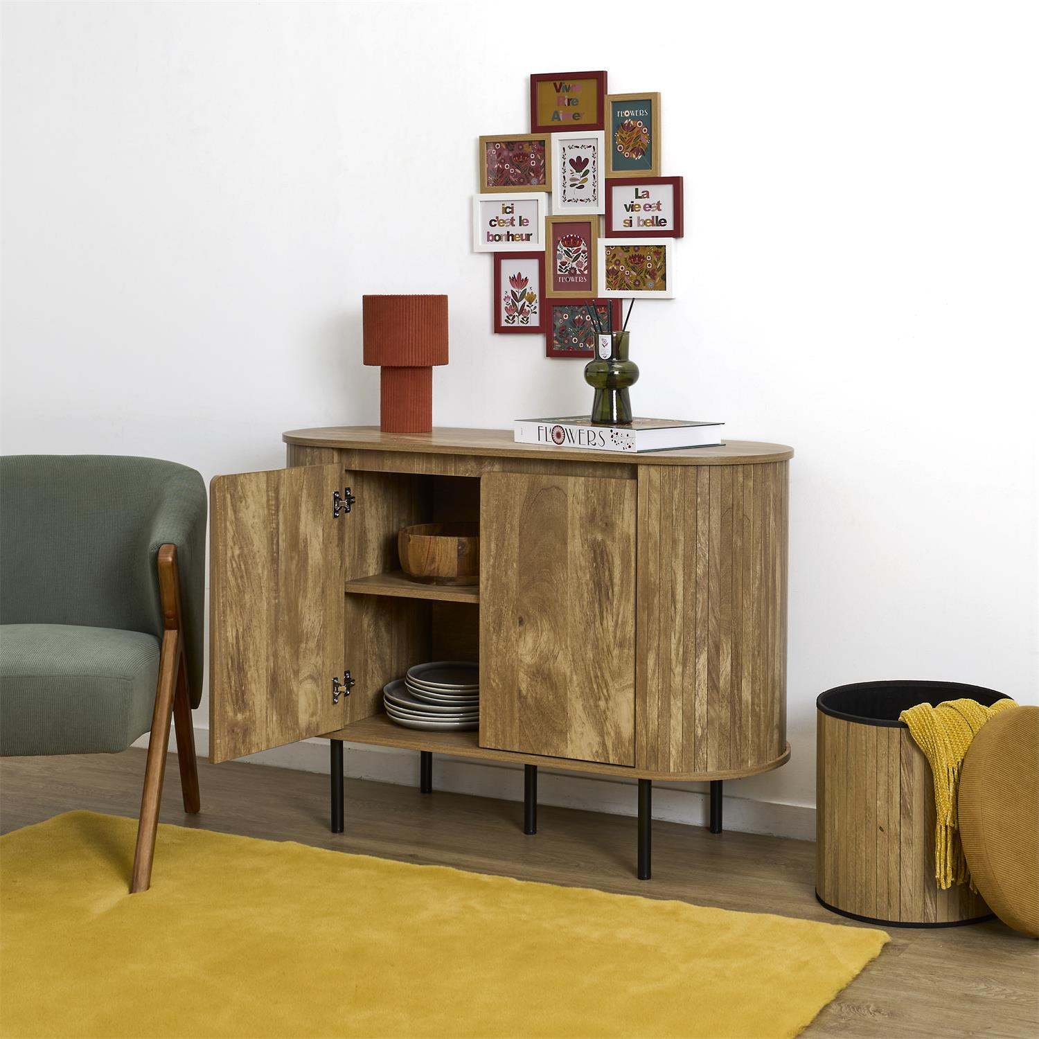 Komoda Hermiona nowoczesna na nóżkach do salonu naturalna 110 cm - obrazek 5