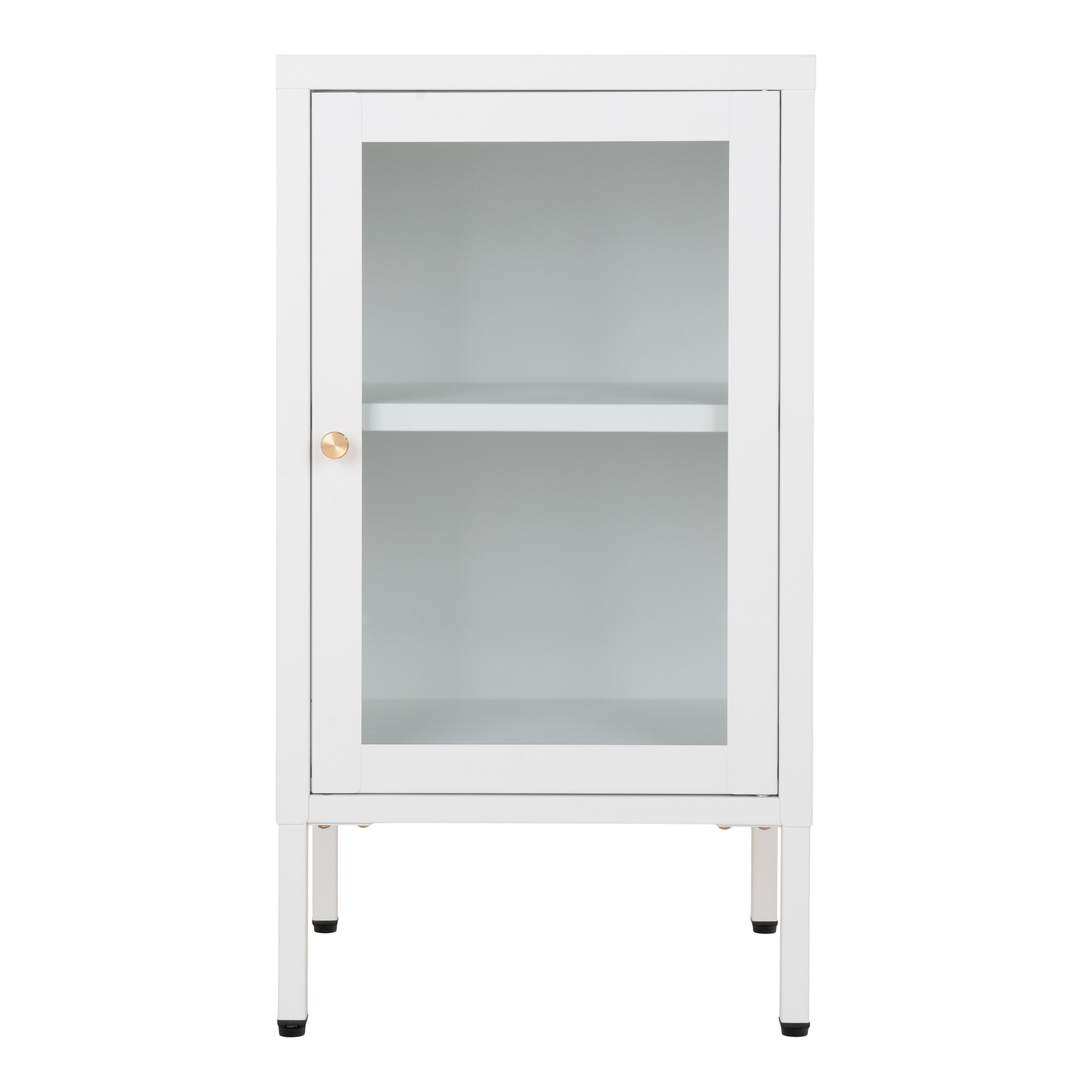 Szafka nocna Dalby biała z przeszklonym frontem nowoczesna 38 cm - obrazek 7