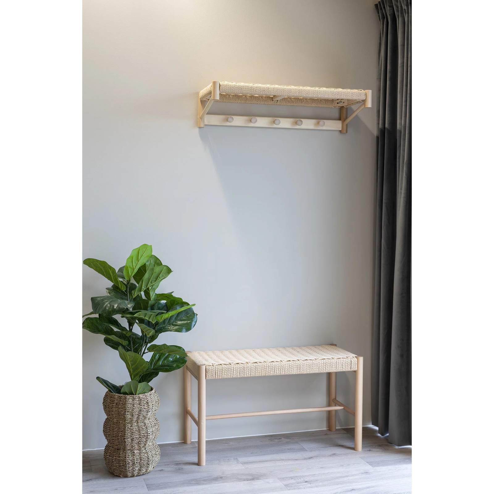 Wieszak ścienny do przedpokoju z półką Abano naturalny 78 cm - obrazek 5