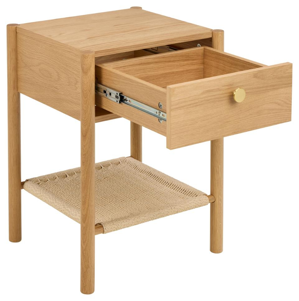 Szafka nocna Monfort dębowa z szufladą i półką boho 44 cm - obrazek 3