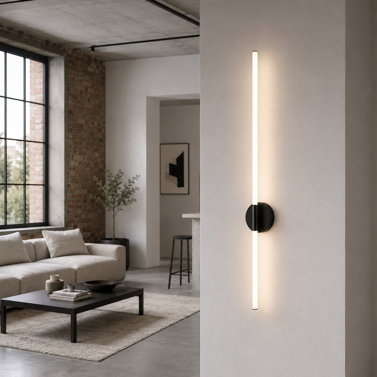 Lampa ścienna LED FELIX biało czarna 100 cm - nowoczesny kinkiet - obrazek 3