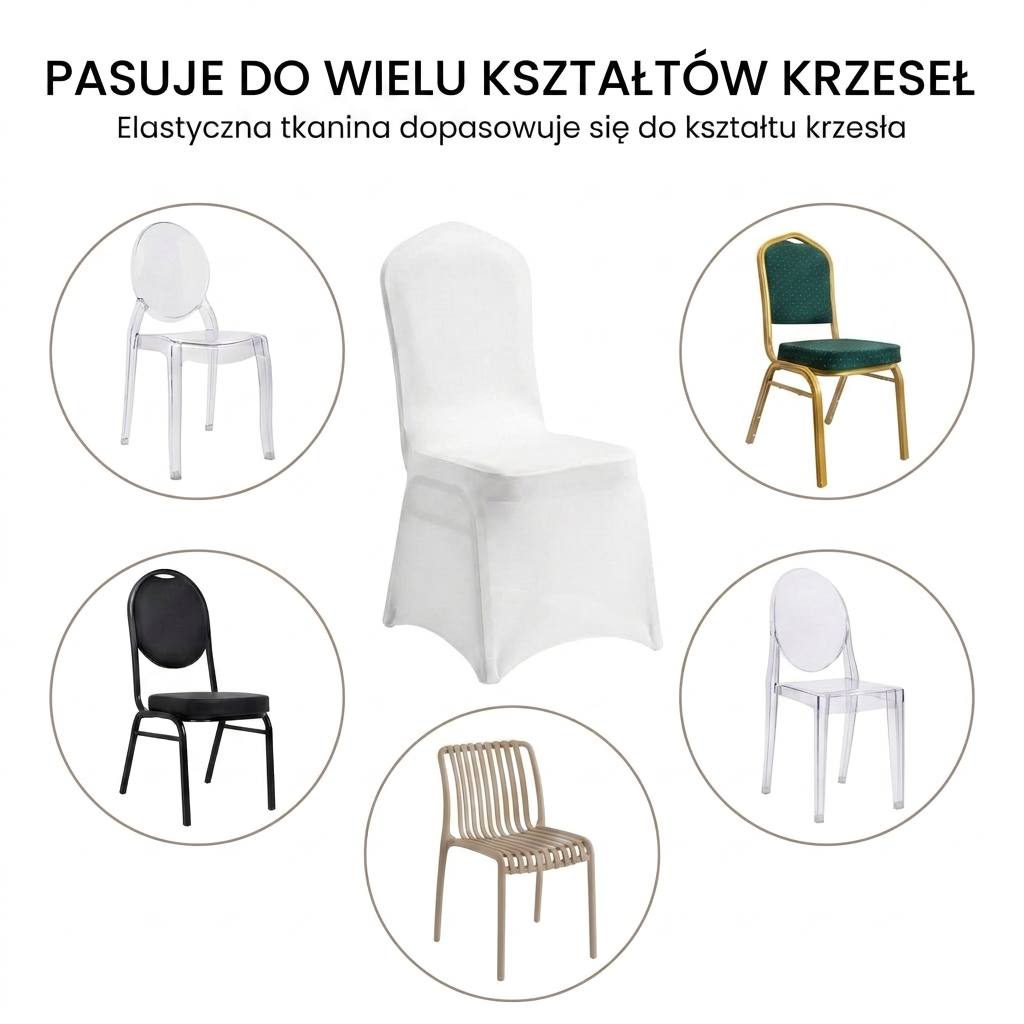 Zestaw 4 pokrowców na krzesło bankietowe SHP WEDING biały - obrazek 8