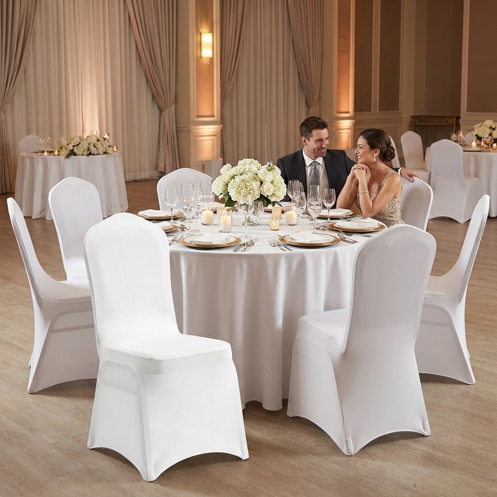 Zestaw 6 pokrowców na krzesło bankietowe SHP WEDING biały - obrazek 5