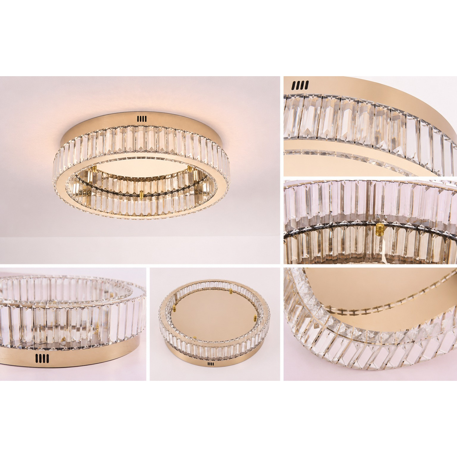 Plafon ledowy APOLLO 50 cm - złoty plafon LED, kryształowy - obrazek 6