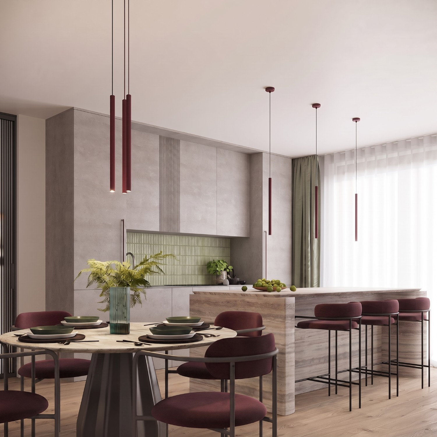 Lampa wisząca ARCHE 1 burgund - obrazek 15