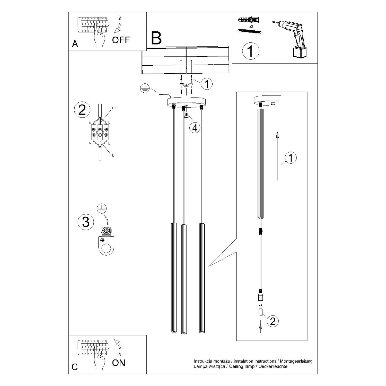 Lampa wisząca ARCHE 3P zielona oliwka - obrazek 12