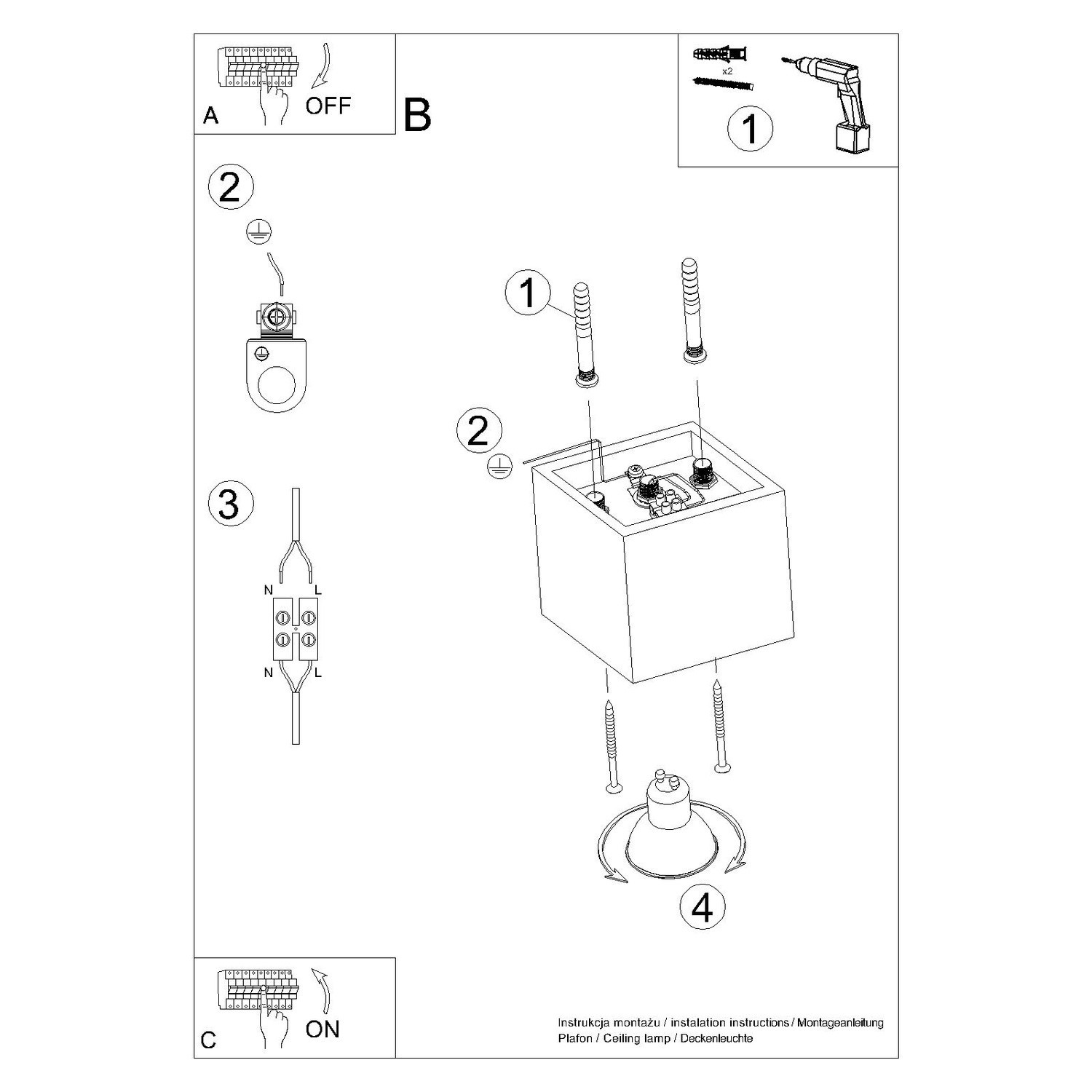 Plafon QUAD 1 zielona oliwka - obrazek 12