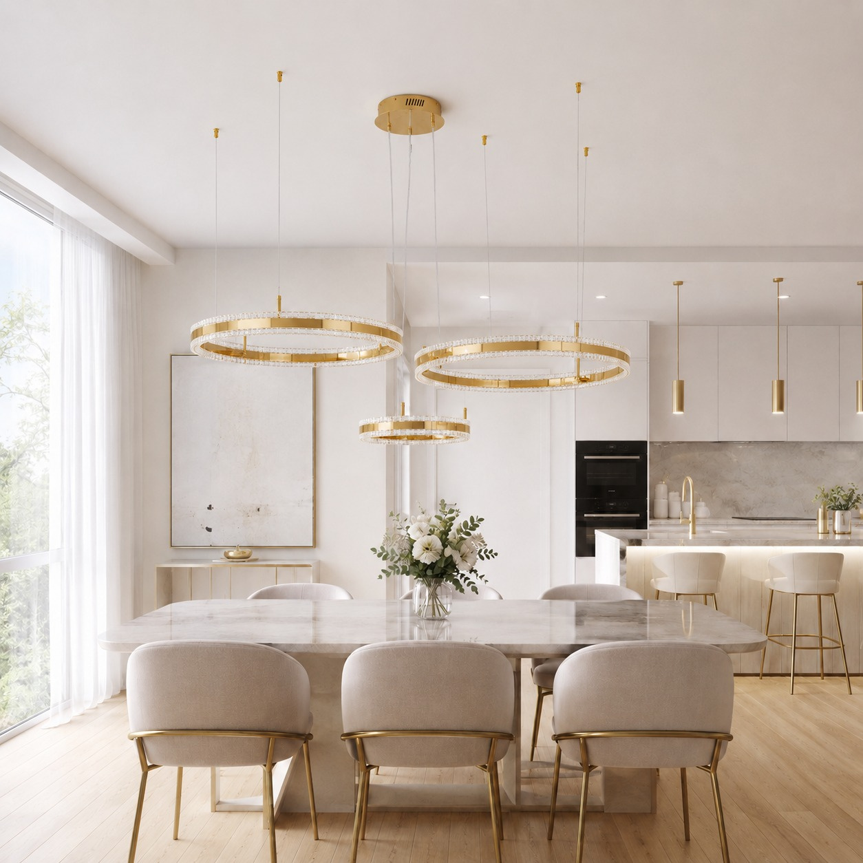 Lampa wisząca ARKADIA LED Trio 40/60/80 cm – złoty połysk - obrazek 3