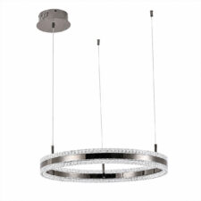 Lampa wisząca ARKADIA LED 60 cm - tytanowa z kryształowym pierścieniem