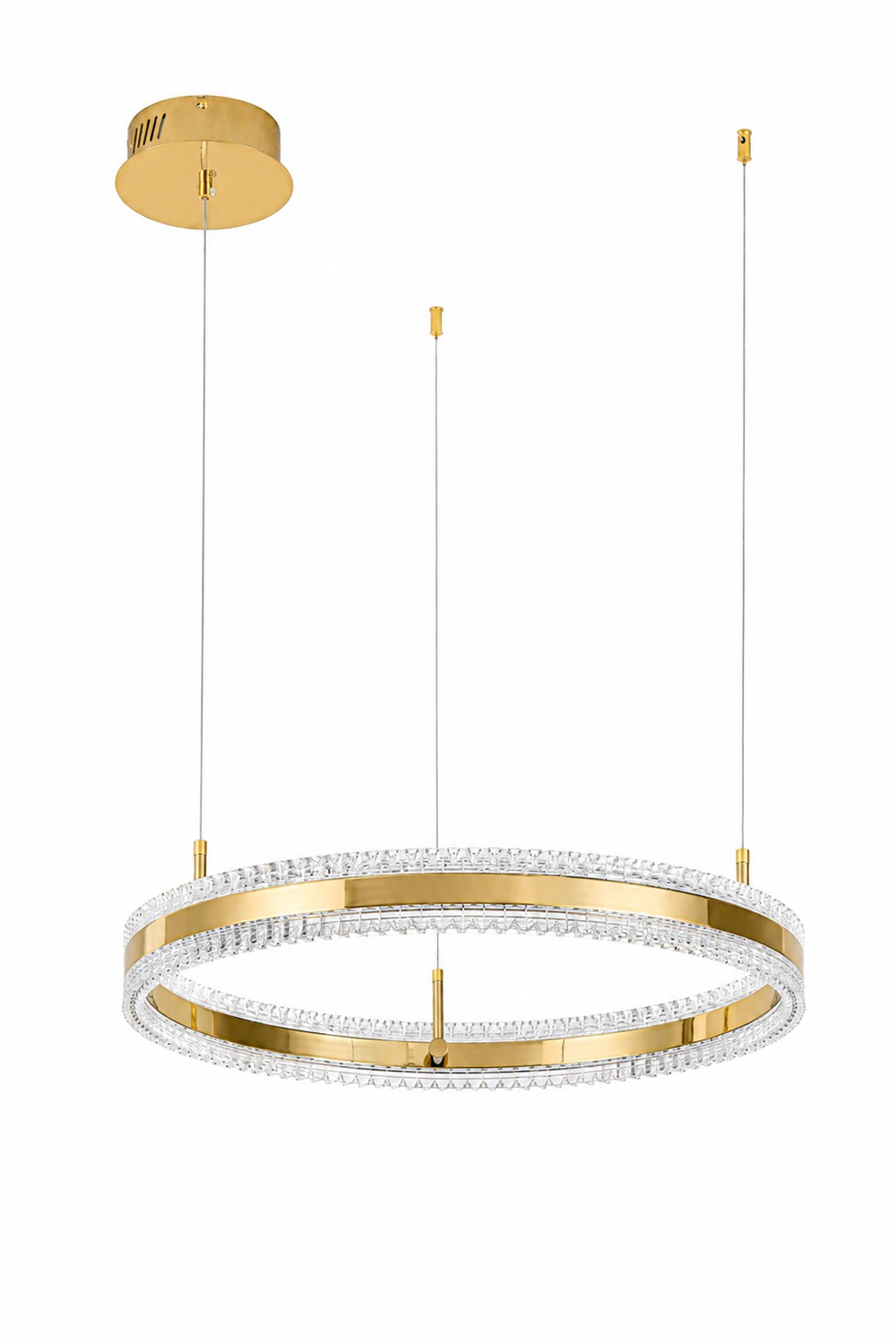 Lampa wisząca ARKADIA LED 60 cm - złoty połysk z kryształowym pierścieniem - obrazek 6