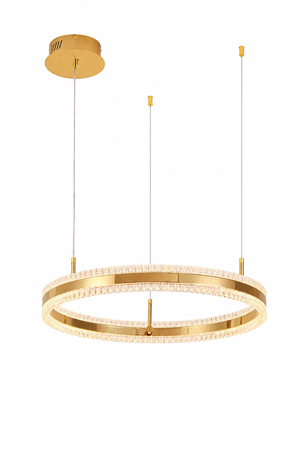 Lampa wisząca ARKADIA LED 60 cm - złoty połysk z kryształowym pierścieniem - obrazek 7