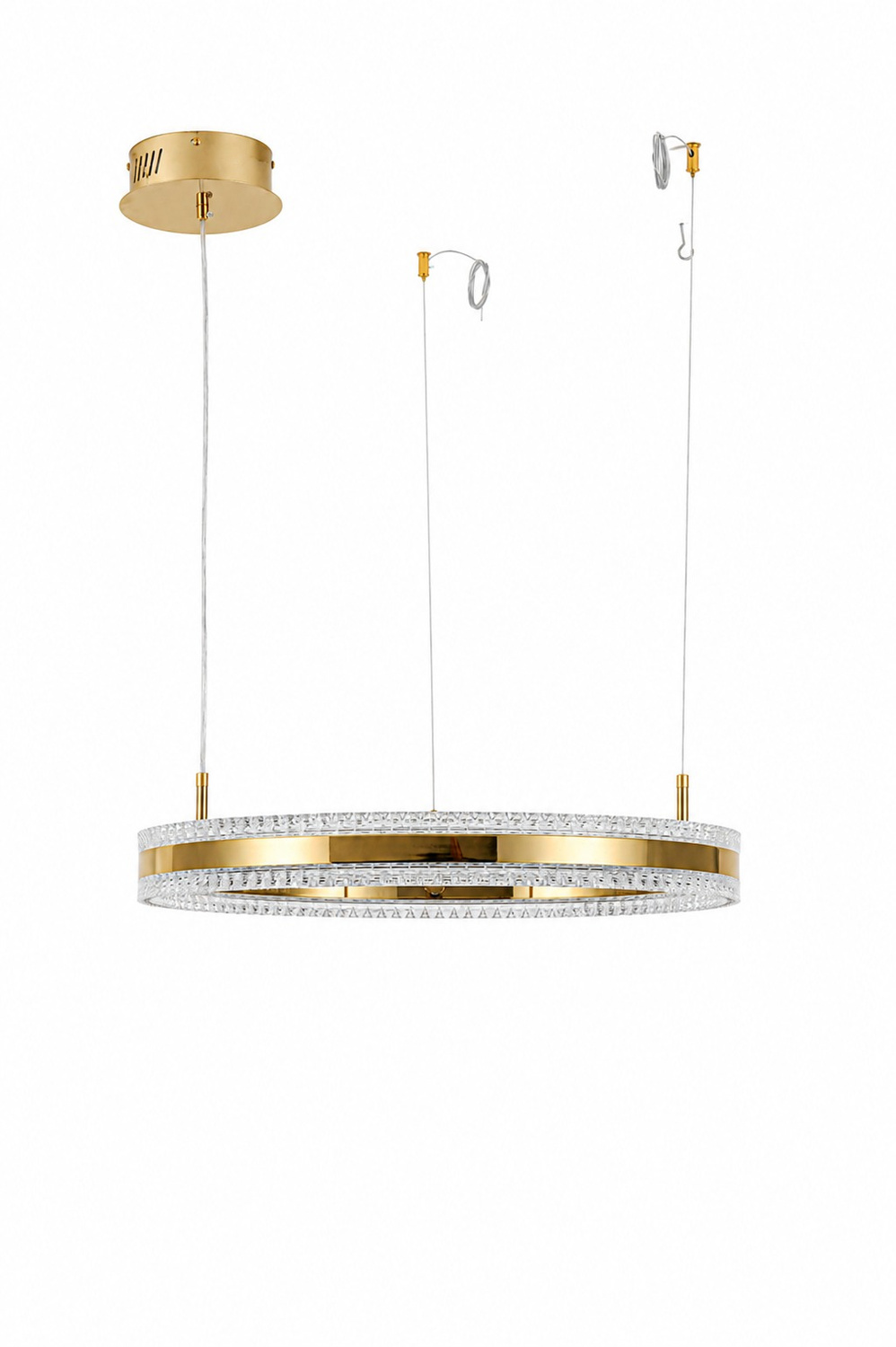 Lampa wisząca ARKADIA LED 60 cm - złoty połysk z kryształowym pierścieniem - obrazek 8