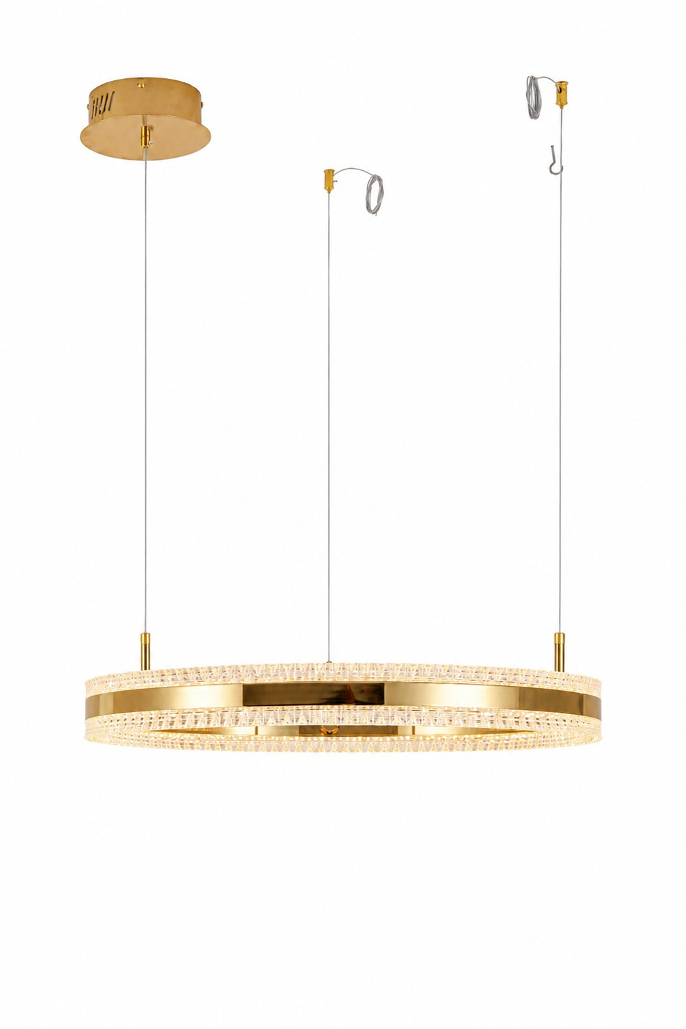 Lampa wisząca ARKADIA LED 60 cm - złoty połysk z kryształowym pierścieniem - obrazek 9