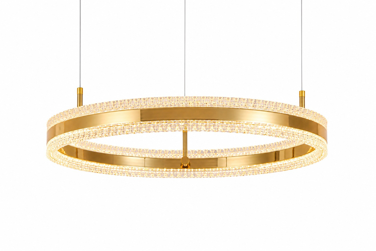 Lampa wisząca ARKADIA LED 60 cm - złoty połysk z kryształowym pierścieniem - obrazek 10
