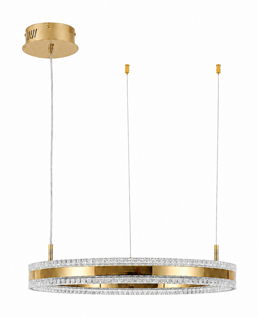 Lampa wisząca ARKADIA LED 60 cm - złoty połysk z kryształowym pierścieniem - obrazek 12