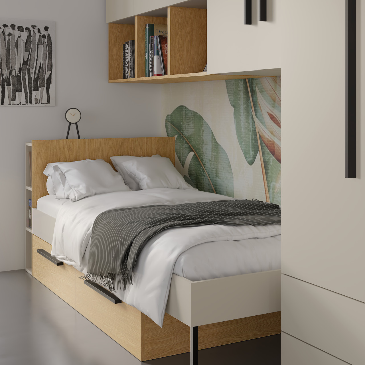 Łóżko 90x200 2S LORI 11 kaszmir / dąb wiosenny - obrazek 4