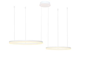 AZZARDO lampa wisząca HALO 80+60 CCT DIMM z pilotem biała