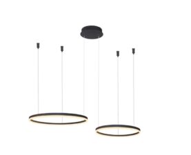 AZZARDO lampa wisząca HALO 80+60 CCT DIMM GO z pilotem czarna