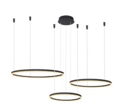 AZZARDO lampa wisząca HALO 100+80+60 CCT DIMM z pilotem czarna