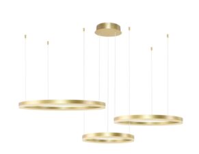 AZZARDO lampa wisząca HALO 100+80+60 CCT DIMM z pilotem złota