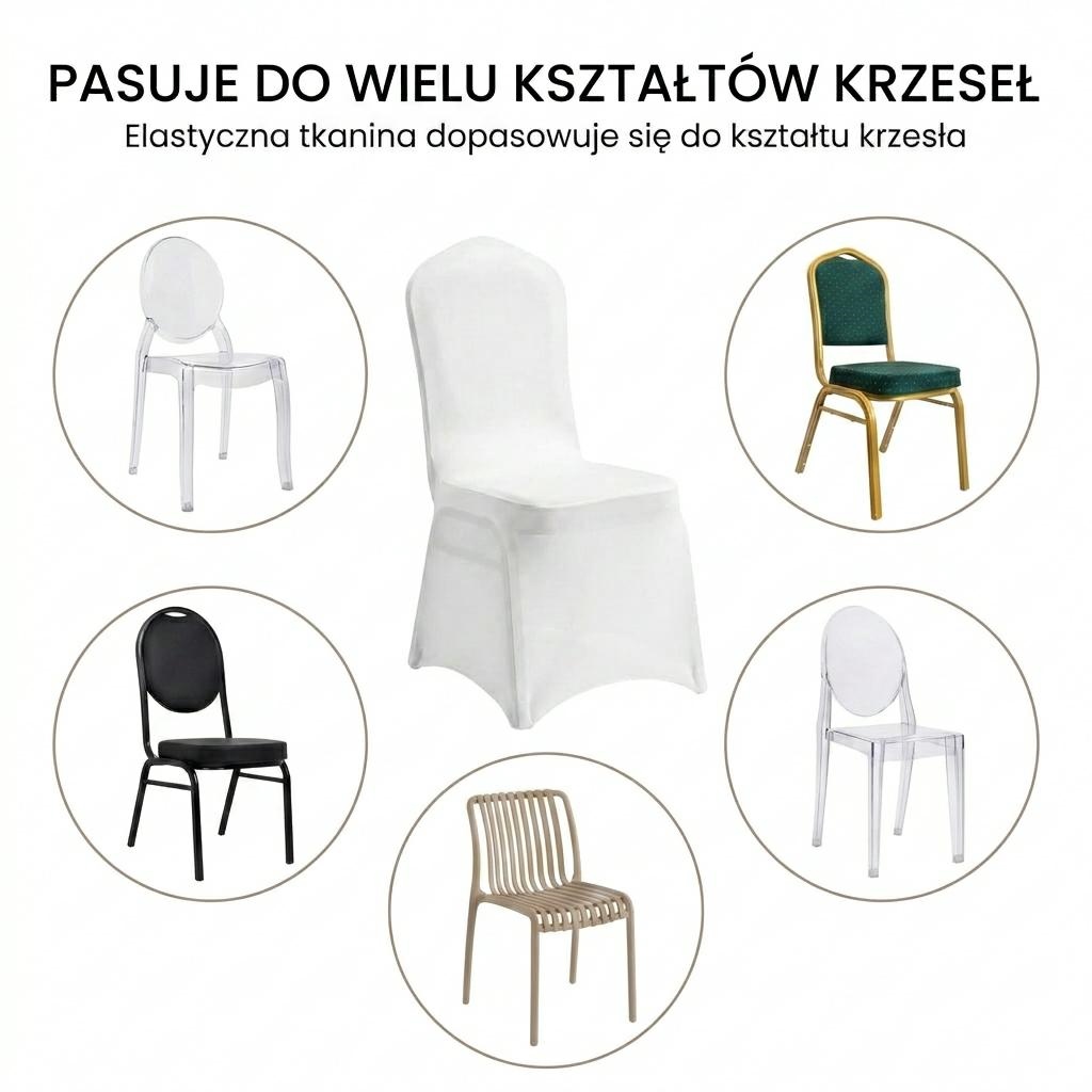 Zestaw 6 krzeseł bankietowych HESTIA + 6 pokrowców WEDING - obrazek 6