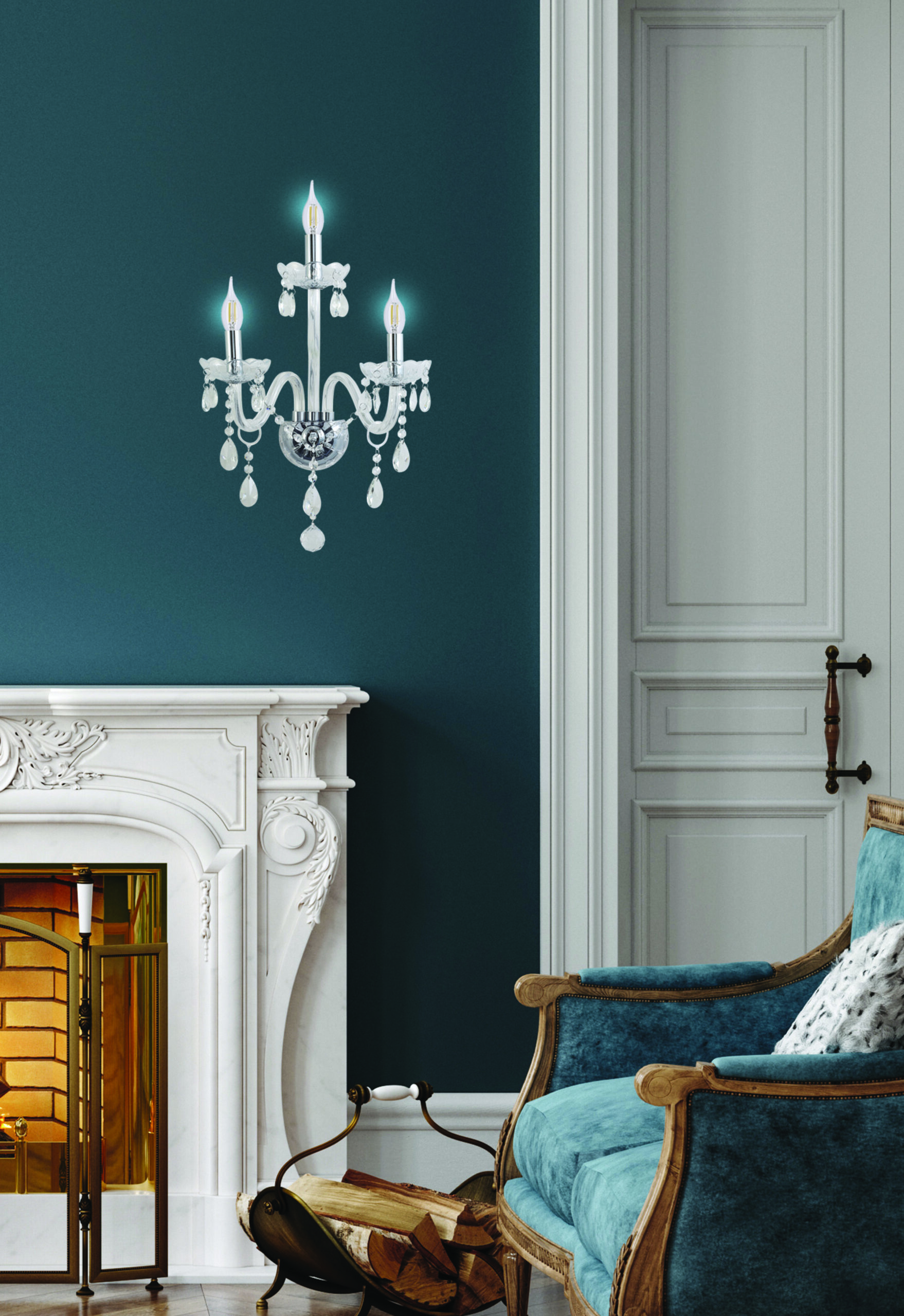 Cristallo lampa kinkiet chromowy 3x40W E14 transparentny - obrazek 3