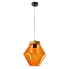 BRELS lampa wisząca czarny z efektem drewna 1x40 E27 klosz pomarańczowy