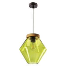 BRELS lampa wisząca czarny z efektem drewna 1x40 E27 klosz zielony