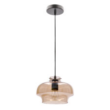 CONISSIMO lampa wisząca czarny 1x40W E27 klosz bursztynowy
