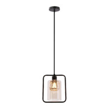 DESTRO lampa wisząca czarny 1x40W E27 klosz bursztynowy