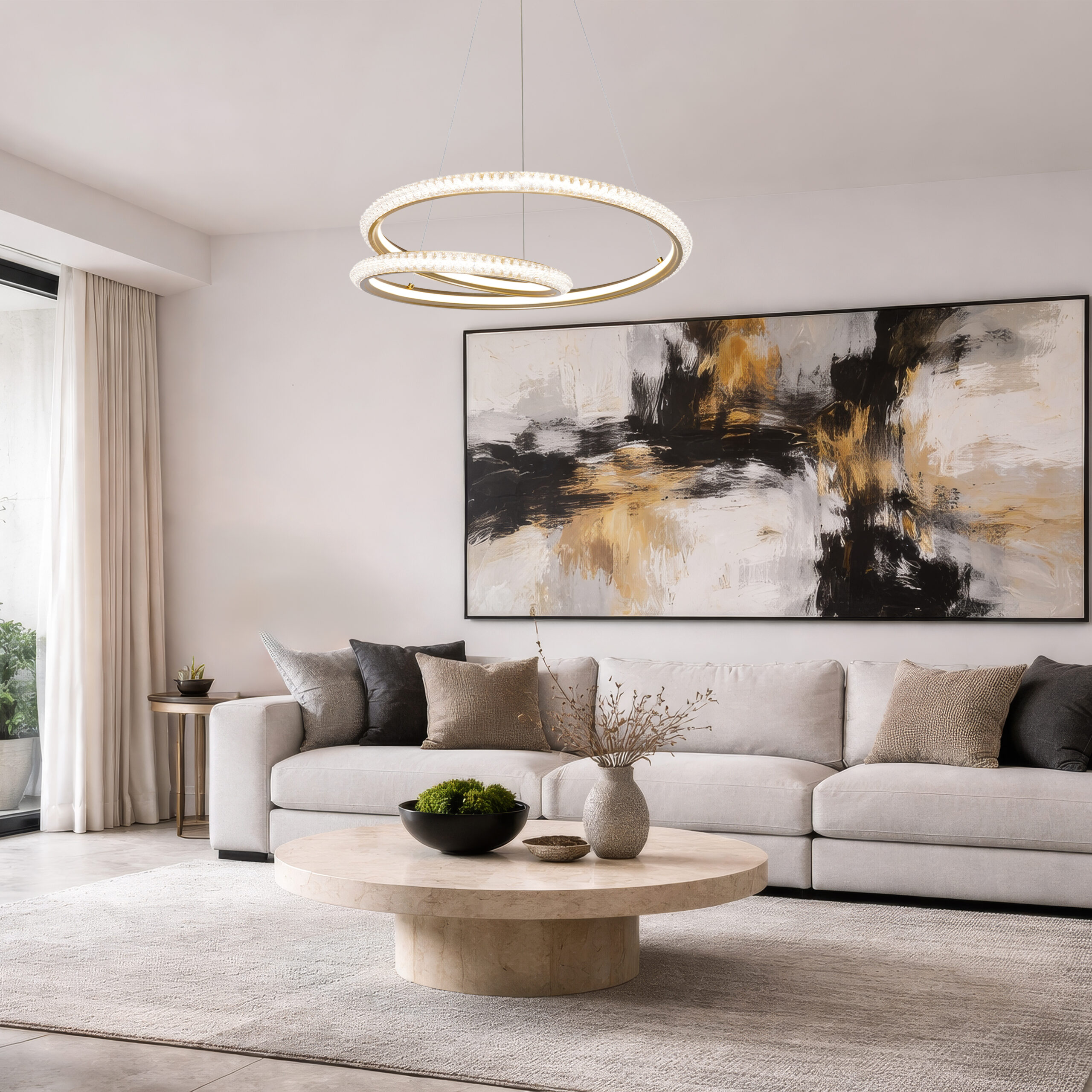 ELIO lampa wisząca złoty 32W LED 3000, 4500, 6500K kryształki bezbarwne - obrazek 3