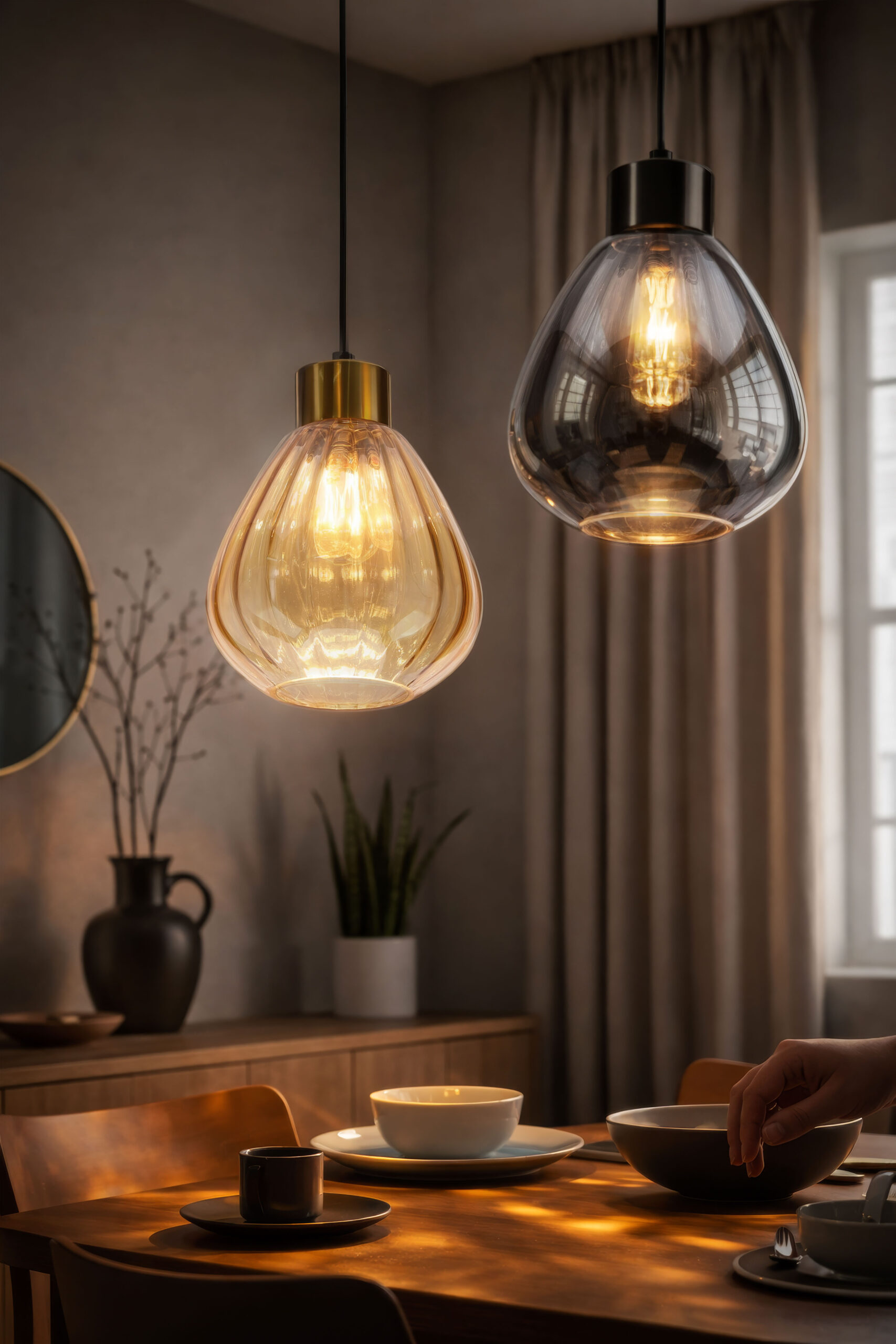 MONTE lampa wisząca czarny 1x40W E27 klosz bursztynowy - obrazek 3