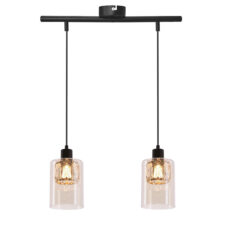DUCATO lampa wisząca czarny +złoty 2x40W E27 klosz bursztynowy