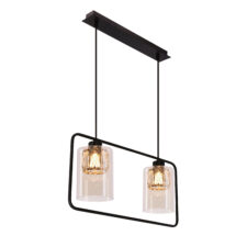 DESTRO lampa wisząca czarny 2x40W E27 klosz bursztynowy