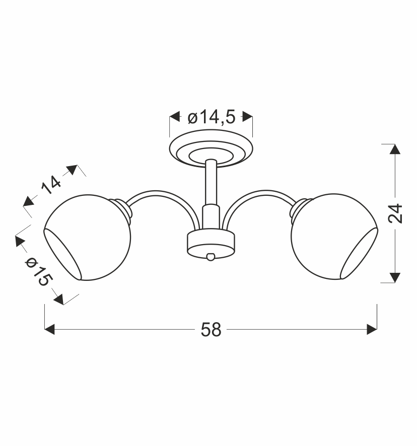 NEROS lampa sufitowa czarny perłowy 2x40W E27 klosz biały - obrazek 3