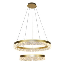FROZI lampa wisząca podwójna złoty 38W LED 3000K kryształki bezbarwne