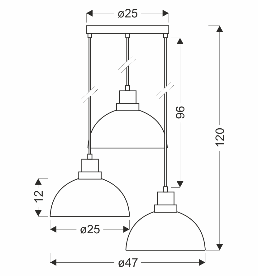 BARCA lampa wisząca czarny 3x40W E27 klosz dymiony - obrazek 3