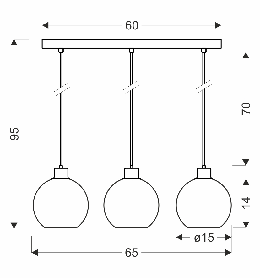 VALOR lampa wisząca czarny +złoty 3x40W E27 klosz bursztynowy - obrazek 3