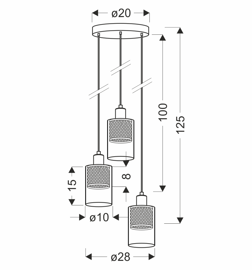 CABI lampa wisząca talerz czarny+złoty 3x40W E14 klosz bursztynowy - obrazek 3