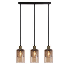 CABI lampa wisząca czarny +złoty 3x40W E14 klosz bursztynowy