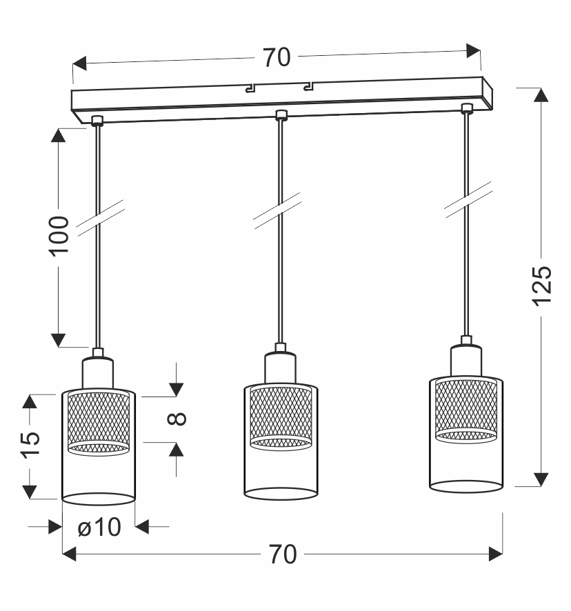 CABI lampa wisząca czarny +złoty 3x40W E14 klosz bursztynowy - obrazek 3
