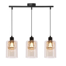DUCATO lampa wisząca czarny +złoty 3x40W E27 klosz bursztynowy