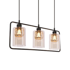 DESTRO lampa wisząca czarny 3x40W E27 klosz bursztynowy