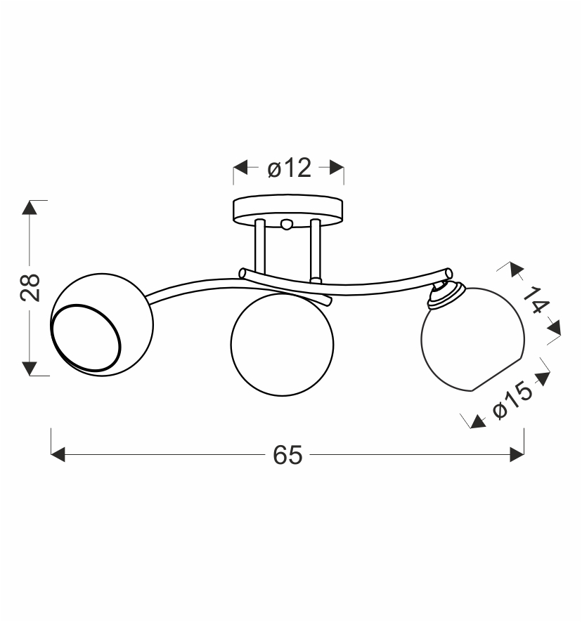CALMO lampa sufitowa brunatny+złoty 3x40W E27 klosz biały - obrazek 3