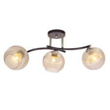 MANON lampa sufitowa brunatny+złoty 3x40W E27 klosz bursztynowy