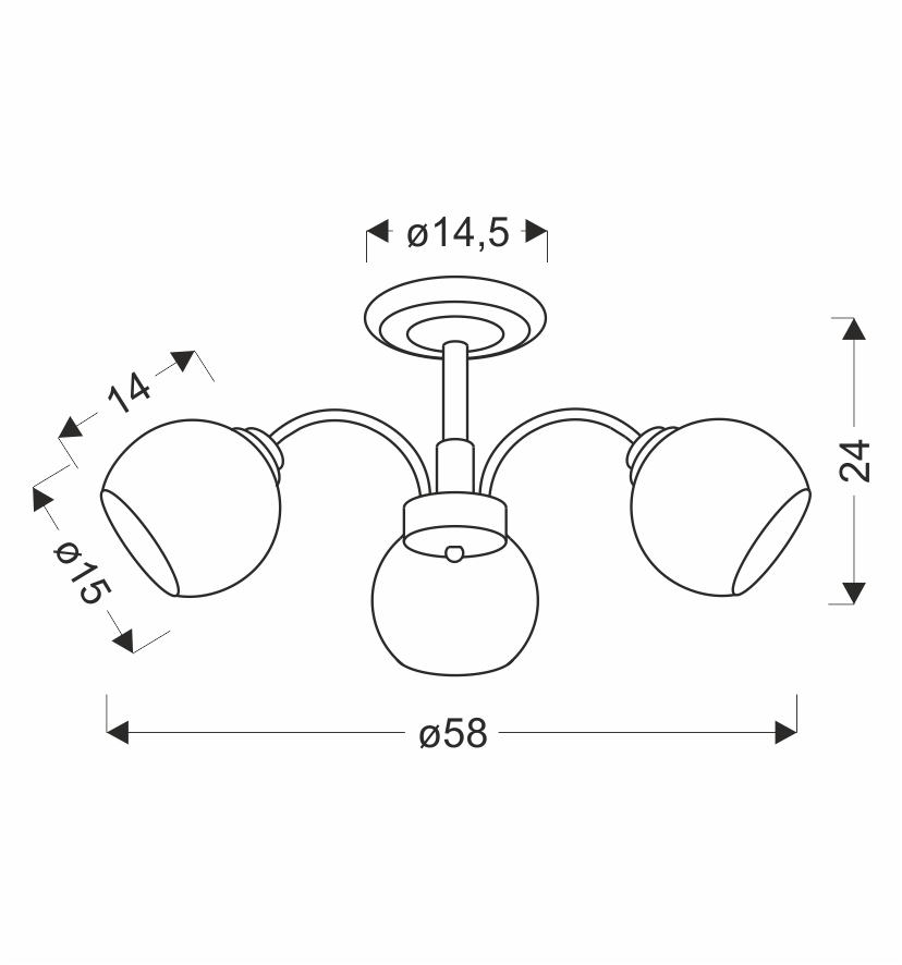 NEROS lampa sufitowa czarny perłowy 3x40W E27 klosz biały - obrazek 3